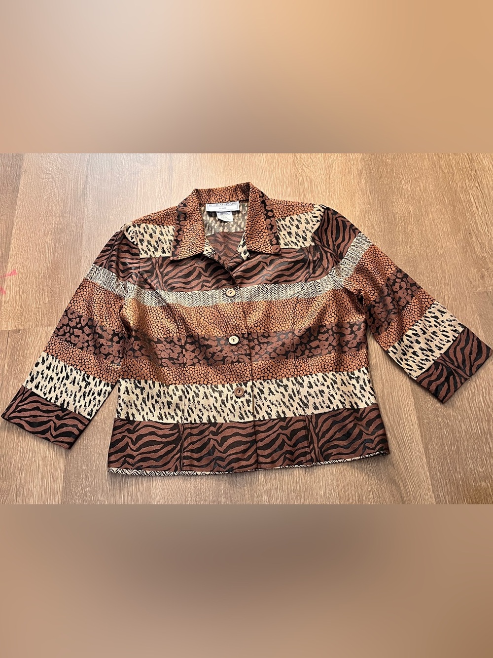 Jessica Howard Animal-Print Patchwork Blazer (P10)
